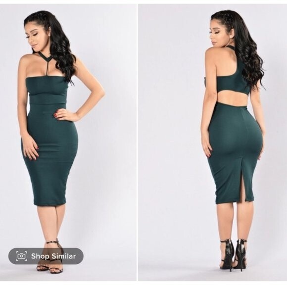 Fashion Nova Dresses & Skirts - Fashion Nova Hunter Green T Strap Choker Racerback Dress